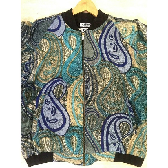 NWOT GOOUCH Bomber Jacket Mens Pop Art 90' Paisley - Picture 5 of 6